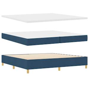 Postel s boxspringem s matrací s čelo Modrá 200 x 200 cm textil - obrázek 4