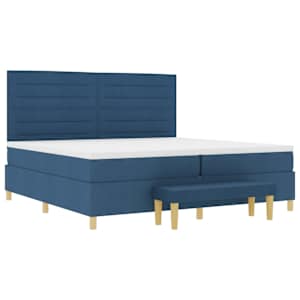 Postel s boxspringem s matrací s čelo Modrá 200 x 200 cm textil - obrázek 7