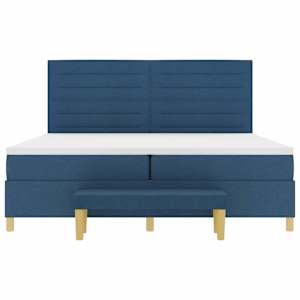 Postel s boxspringem s matrací s čelo Modrá 200 x 200 cm textil - obrázek 8
