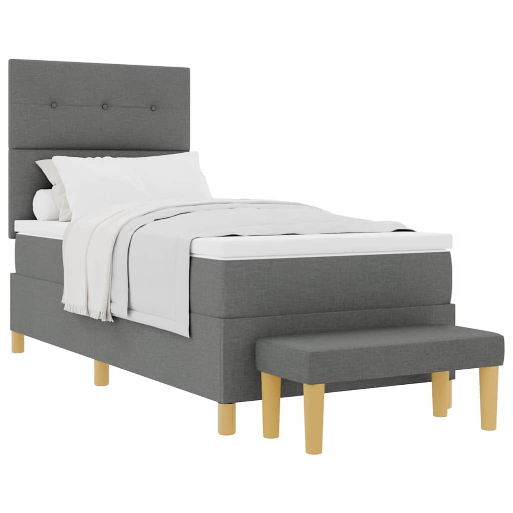 Thumbnail - vidaXL Boxspringbett mit Matratze & Bank Dunkelgrau 80x200 cm Stoff