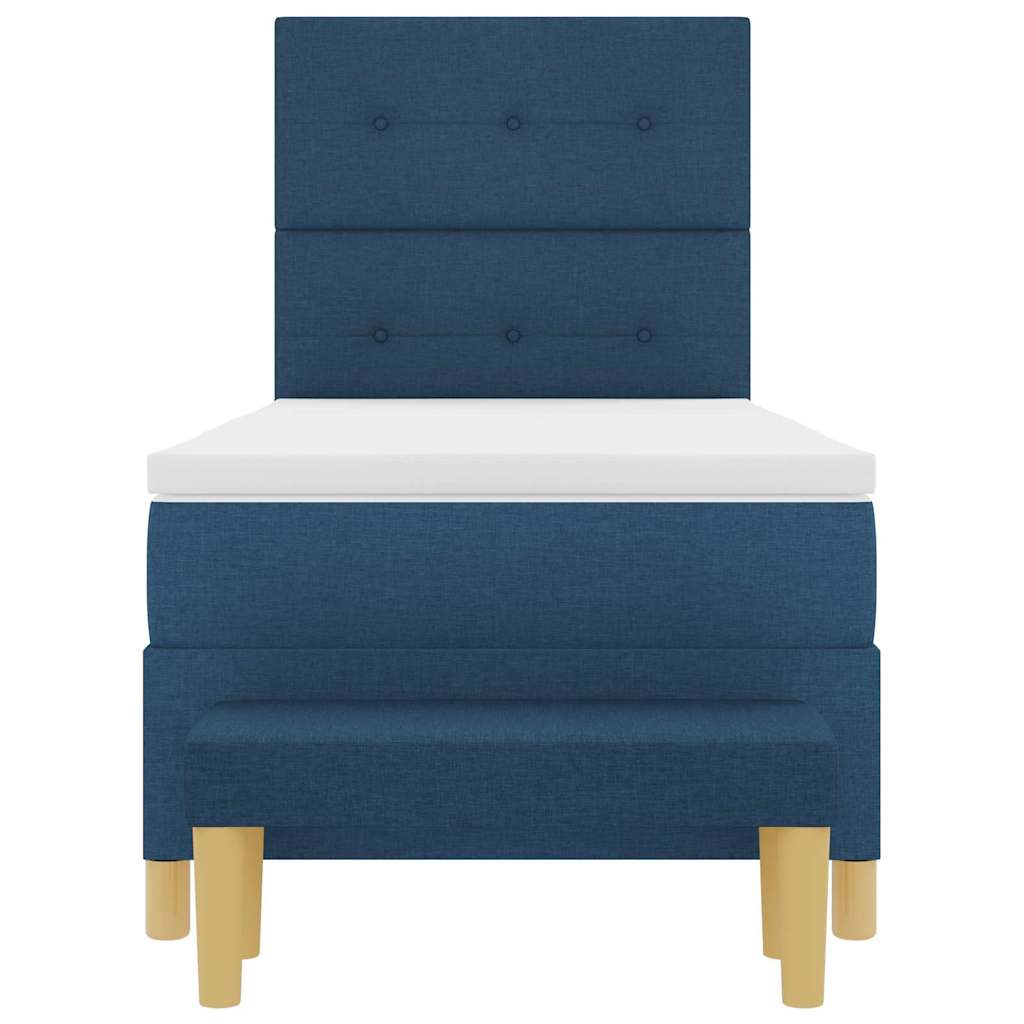 Postelja z vzmetnico z vzmetnico Modra 80 x 200 cm blago - slika 8