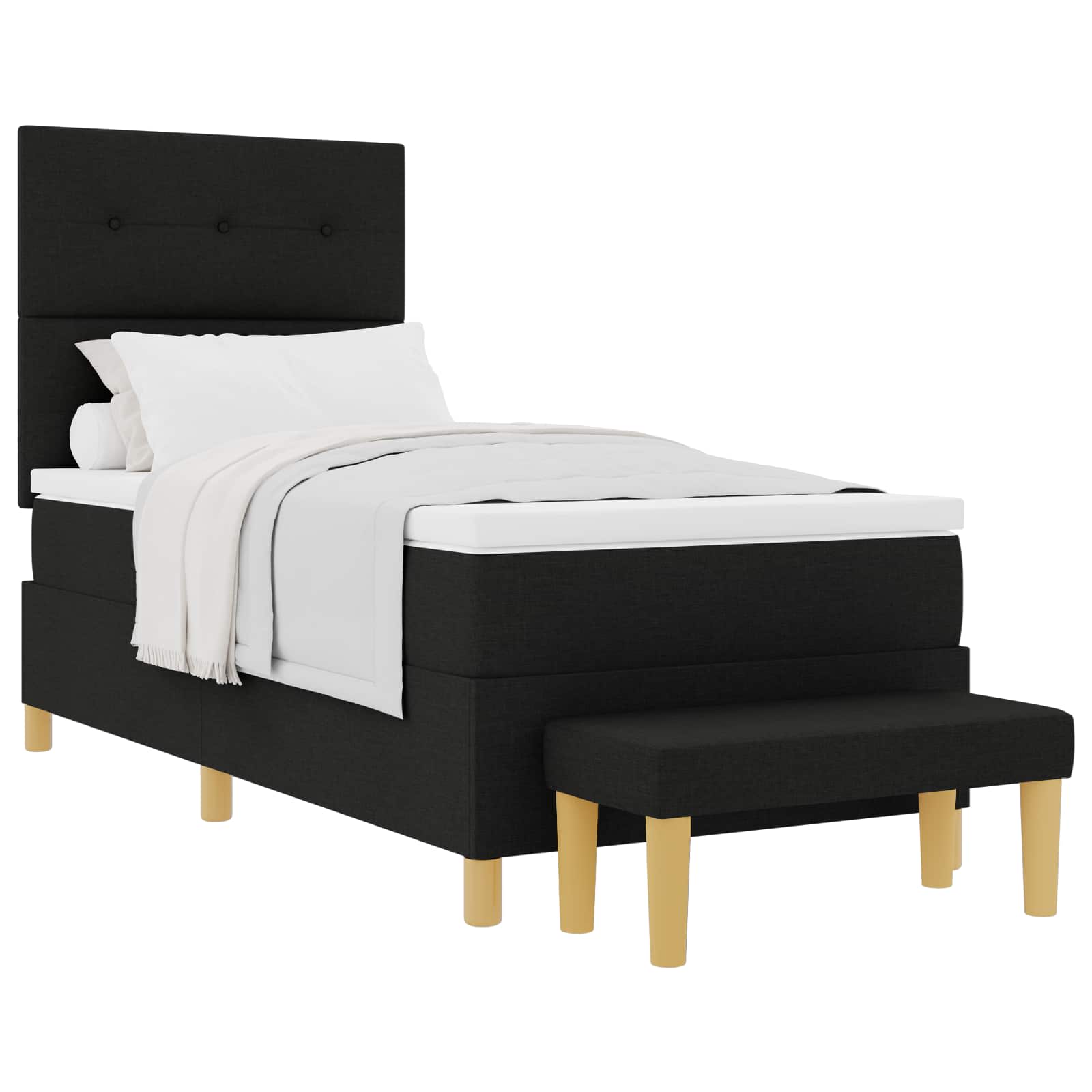 Thumbnail - vidaXL Boxspringbett mit Matratze Schwarz 90 x 190 cm Stoff