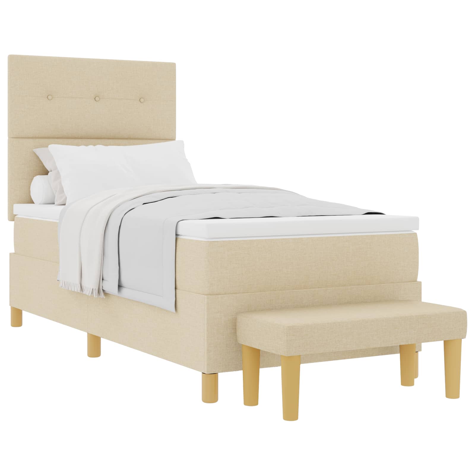 Thumbnail - vidaXL Boxspringbett mit Matratze mit Kopfteil Creme 90 x 190 cm Stoff