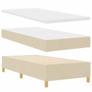 Postel s boxspringem s čelo Krémová 190 x 90 cm textil - obrázek 4