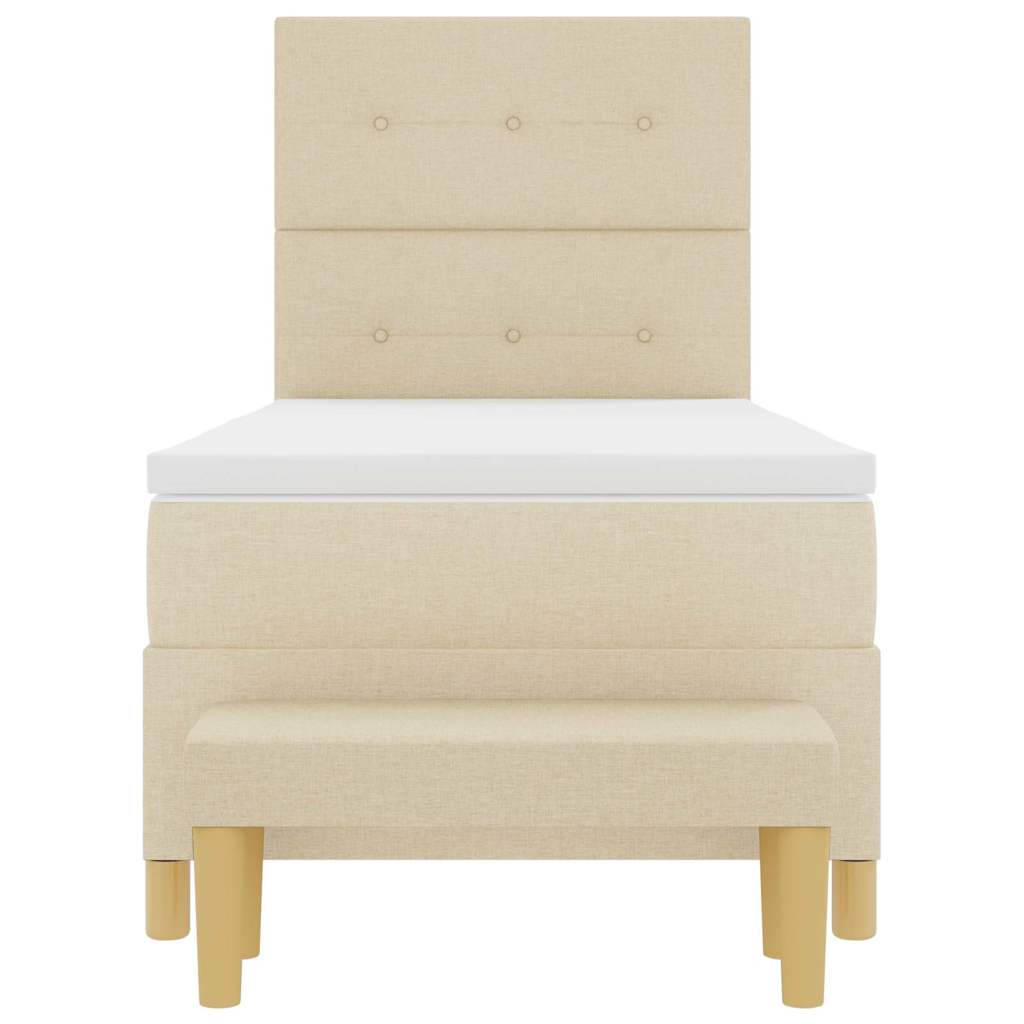 Postelja z vzmetnico z vzmetnico krema 90 x 190 cm blago - slika 8