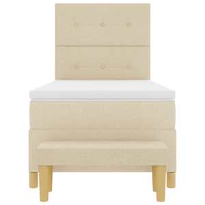 Postel s boxspringem s čelo Krémová 190 x 90 cm textil - obrázek 8