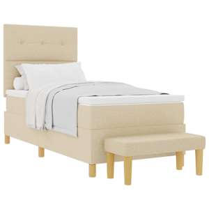Postel s boxspringem s čelo Krémová 200 x 90 cm textil - obrázek 2