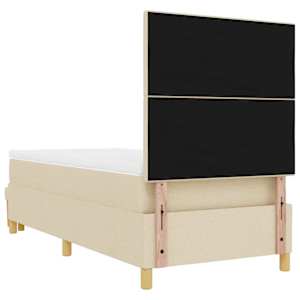 Postel s boxspringem s čelo Krémová 200 x 90 cm textil - obrázek 10