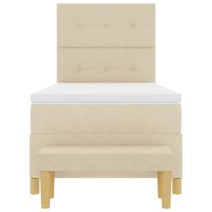 Postel s boxspringem s čelo Krémová 200 x 90 cm textil - obrázek 8