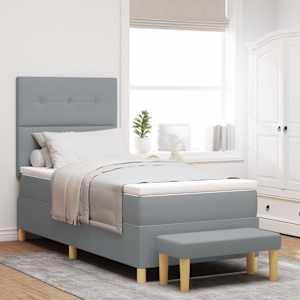 Postel s boxspringem s čelo Světle šedá 200 x 100 cm textil - obrázek 1
