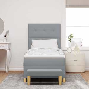 Postel s boxspringem s čelo Světle šedá 200 x 100 cm textil - obrázek 3