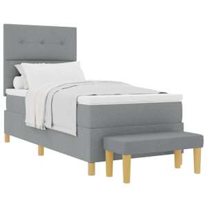 Postel s boxspringem s čelo Světle šedá 200 x 100 cm textil - obrázek 2