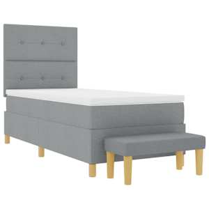 Postel s boxspringem s čelo Světle šedá 200 x 100 cm textil - obrázek 7