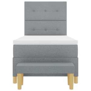 Postel s boxspringem s čelo Světle šedá 200 x 100 cm textil - obrázek 8