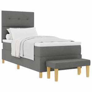 Postel s boxspringem s čelo Tmavě šedá 200 x 100 cm textil - obrázek 2