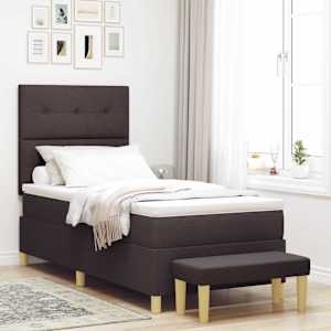 Postel s boxspringem s čelo Tmavě hnědá 200 x 100 cm textil - obrázek 1