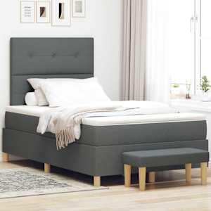 Postel s boxspringem s čelo Tmavě šedá 190 x 120 cm textil - obrázek 1