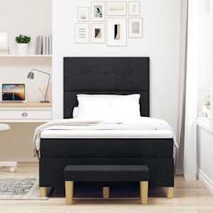 Postel s boxspringem s matrací s čelo Černá 120 x 190 cm textil - obrázek 3