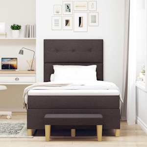 Postel s boxspringem s čelo Tmavě hnědá 190 x 120 cm textil - obrázek 3