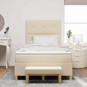 Postel s boxspringem s čelo Krémová 190 x 120 cm textil - obrázek 3