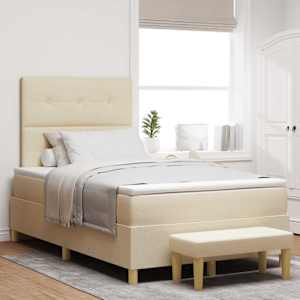 Postelja z vzmetnico z vzmetnico krema 120 x 190 cm blago