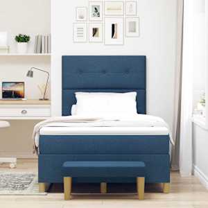Postel s boxspringem s čelo Modrá 190 x 120 cm textil - obrázek 3