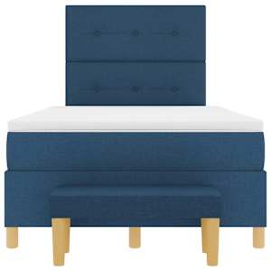 Postel s boxspringem s čelo Modrá 190 x 120 cm textil - obrázek 8