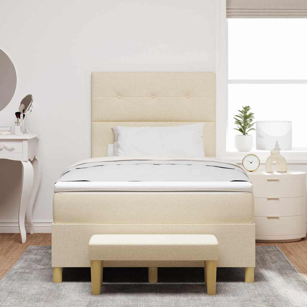Postel s boxspringem s matrací Krémová 120 x 200 cm textil - obrázek 3