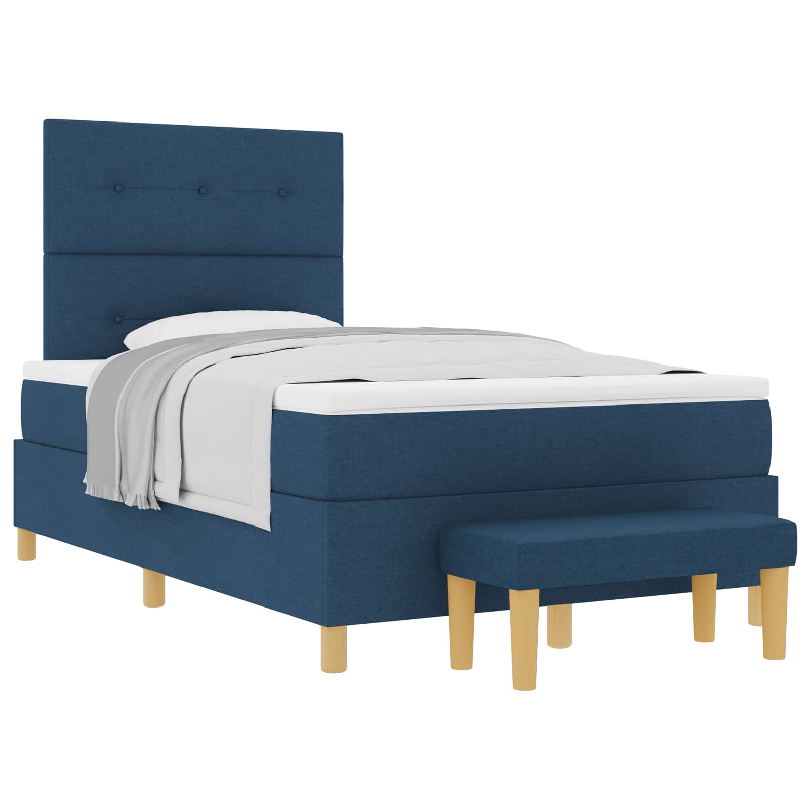 Thumbnail - vidaXL Boxspringbett mit Matratze mit Kopfteil Blau 120 x 200 cm Stoff