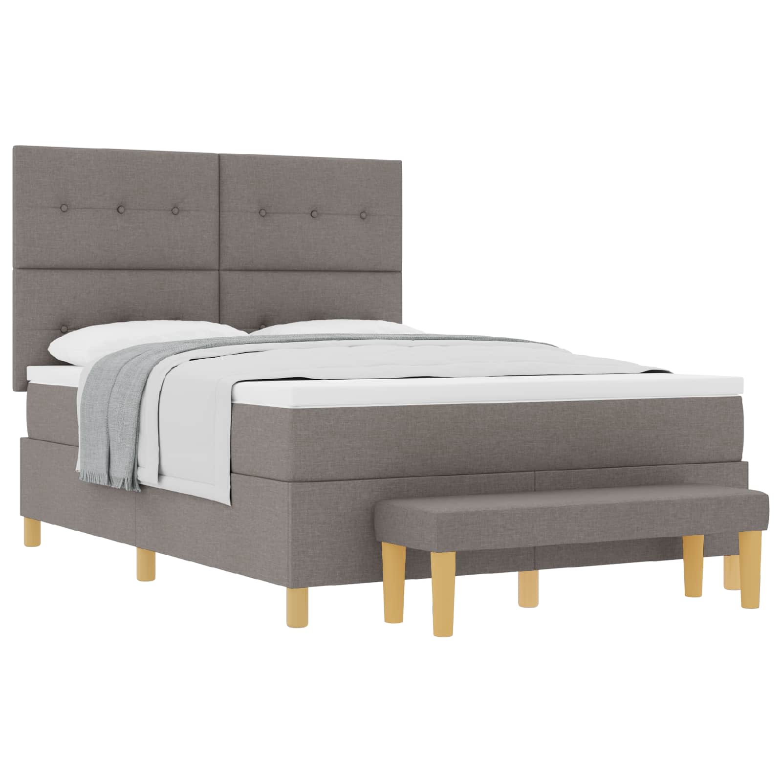 Postel s boxspringem s čelo Taupe 190 x 140 cm textil - obrázek 2