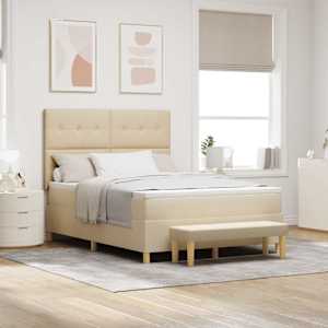 Postel s boxspringem s čelo Krémová 140 x 190 cm textil - obrázek 1
