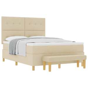 Postel s boxspringem s čelo Krémová 140 x 190 cm textil - obrázek 2