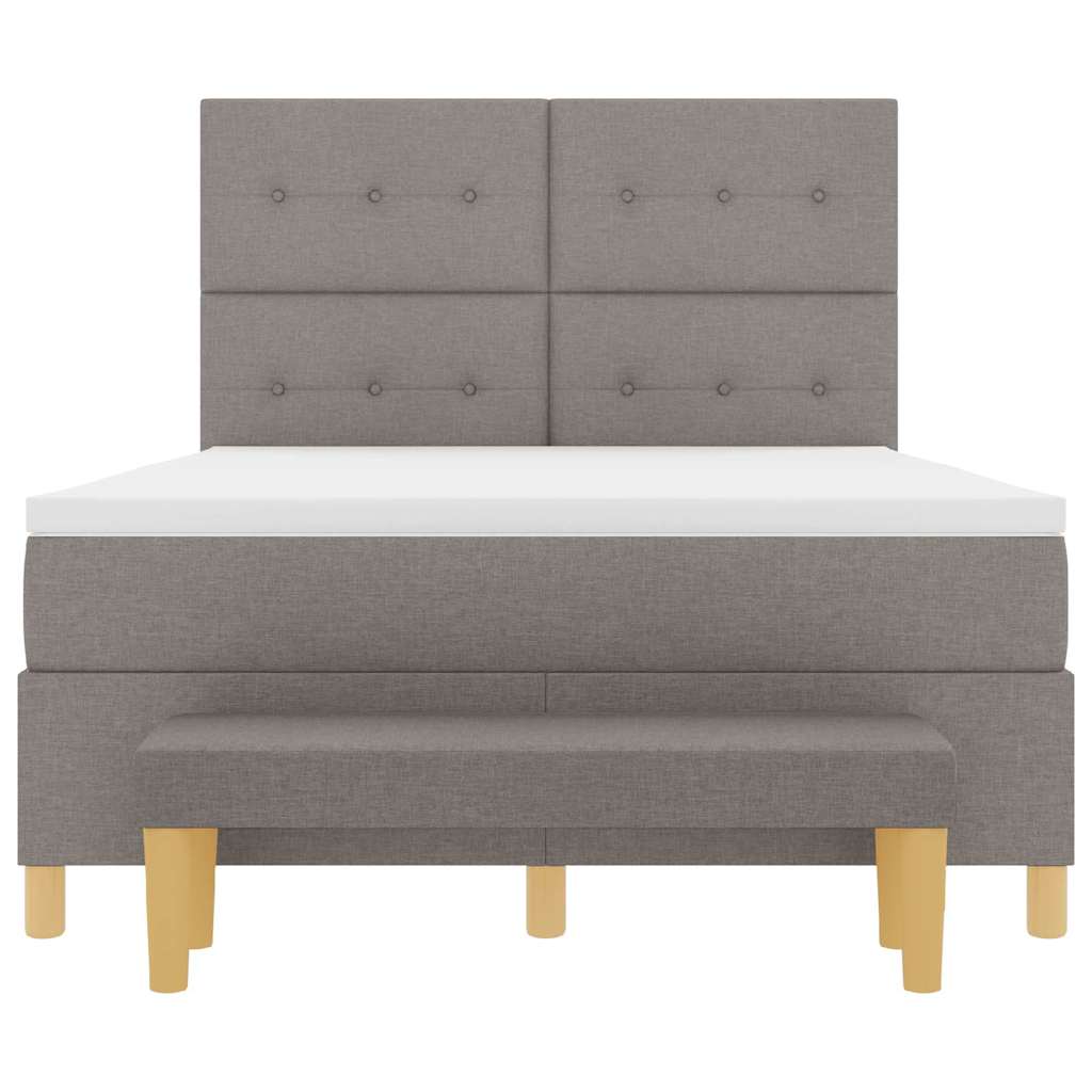 Postelja z vzmetnico z vzmetnico Taupe 140 x 200 cm blago - slika 8