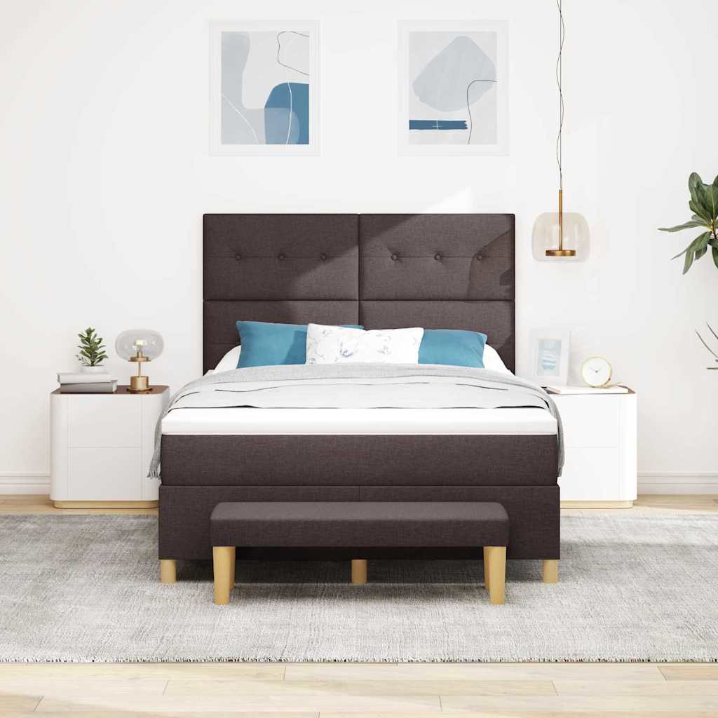 Postel s boxspringem s čelo Tmavě hnědá 200 x 160 cm textil - obrázek 3