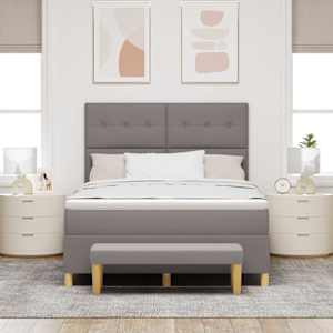 Postel s boxspringem s matrací s čelo Taupe 160 x 200 cm textil - obrázek 3