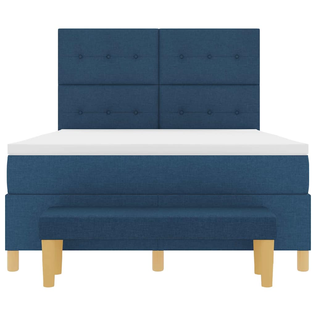 Postelja z vzmetnico z vzglavjem Modra 200 x 160 cm blago - slika 8