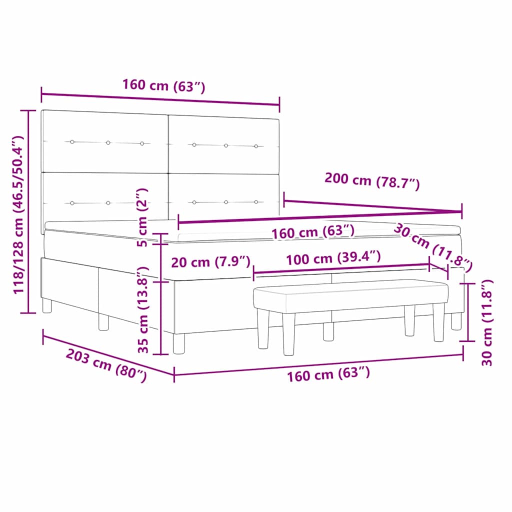 Postelja z vzmetnico z vzglavjem Modra 200 x 160 cm blago - slika 13