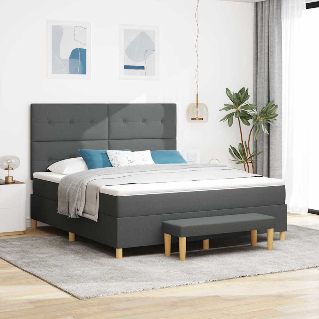 Karbimadrats voodi koos madratsi ja pingiga Tumehall 180x200 cm Kangas