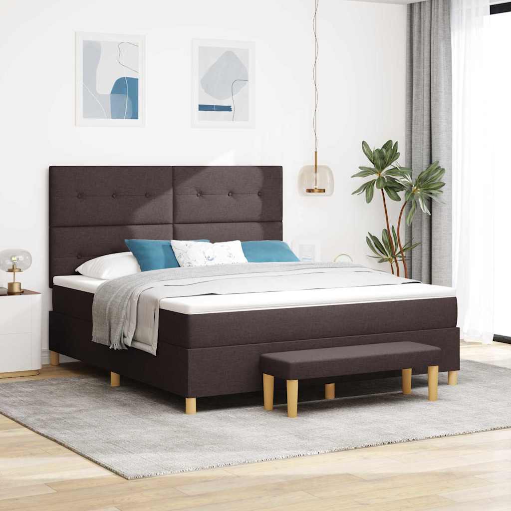 Kastispringvoodi koos madratsi ja benchiga Tumepruun 180x200 cm Kangas