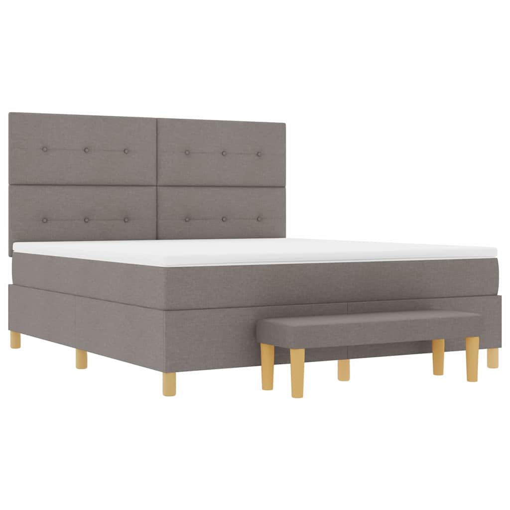 Postelja z vzmetnico z vzglavjem Taupe 200 x 180 cm blago - slika 7