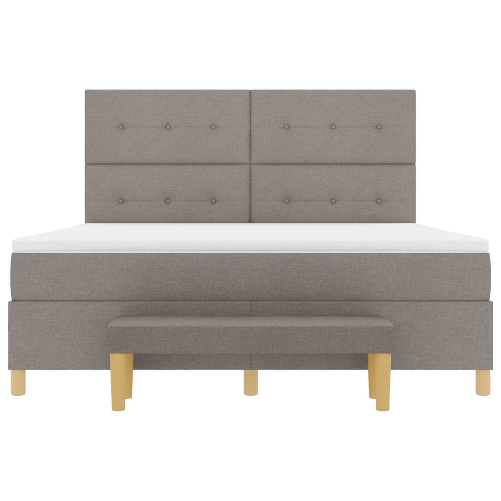 Postelja z vzmetnico z vzglavjem Taupe 200 x 180 cm blago - slika 8