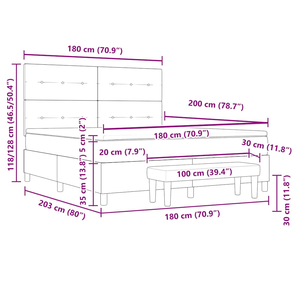 Postelja z vzmetnico z vzglavjem Taupe 200 x 180 cm blago - slika 13