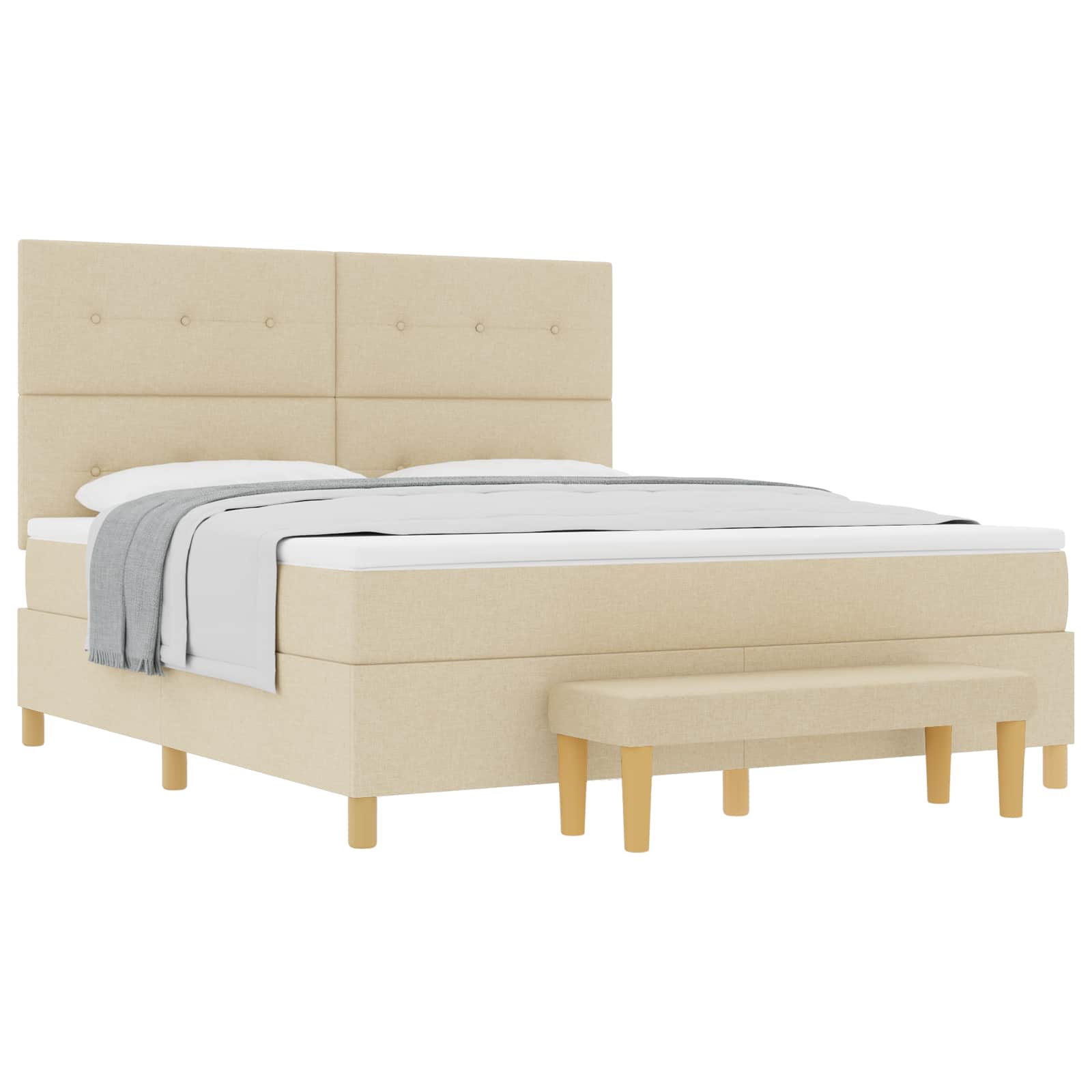 Postel s boxspringem s čelo Krémová 200 x 180 cm textil - obrázek 2