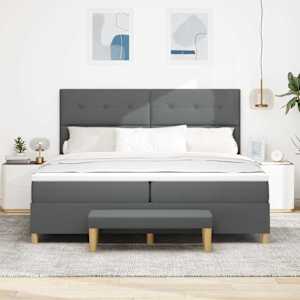 Postel s boxspringem s čelo Tmavě šedá 200 x 200 cm textil - obrázek 3