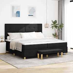 Postel s boxspringem s čelo Černá 200 x 200 cm textil - obrázek 1
