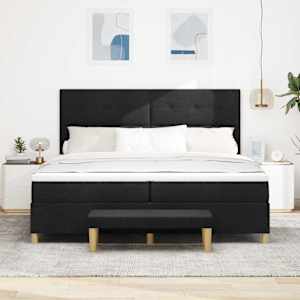 Postel s boxspringem s čelo Černá 200 x 200 cm textil - obrázek 3