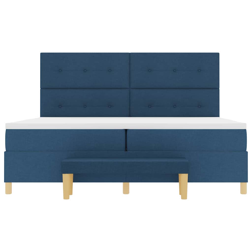 Postel s boxspringem s matrací s čelo Modrá 200 x 200 cm textil - obrázek 8