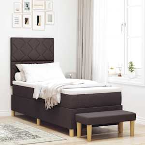 Postel s boxspringem s čelo Tmavě hnědá 200 x 80 cm textil - obrázek 1