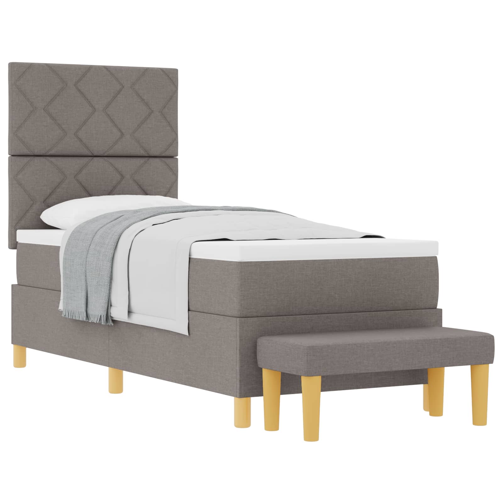 Postel s boxspringem s matrací s čelo Taupe 80 x 200 cm textil - obrázek 2