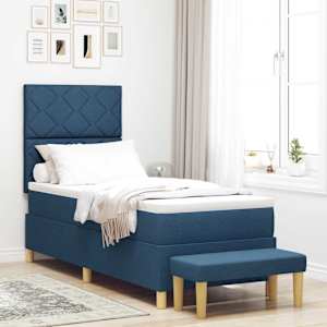 Postel s boxspringem s čelo Modrá 200 x 80 cm textil - obrázek 1